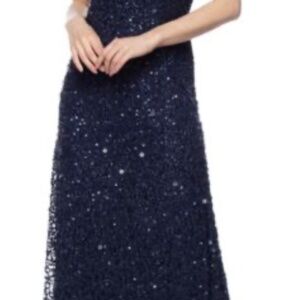 belle by badgley mischka off shoulder sequin dress